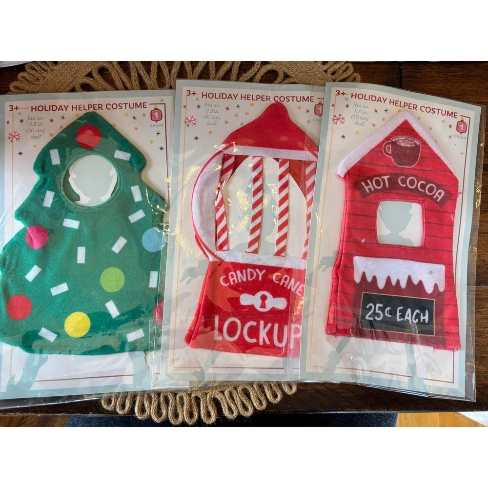 Holiday‎ Helper ELF Costume Fits 11.8 Inch Christmas Tree Candy Cane Hot Cocoa